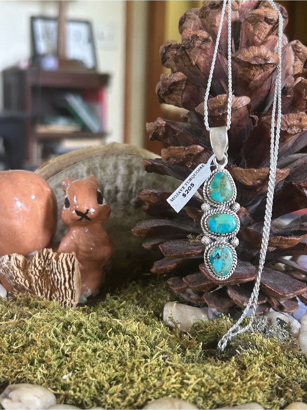 925 Sterling triple Mojave Turquoise necklace
